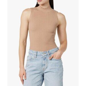 The Drop Women's XXS Praline Karolina Sleeveless Ribbed Mock Neck Sweater NWT...